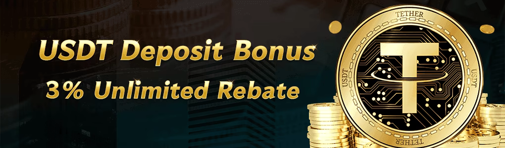 IPLWin Promotional Banner with 'USDT DEPOSIT BONUS 3% UNLIMITED REBATE' - Crypto Deposit Rewards